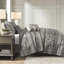 Courtepointe grise 6 pièces double / grand, 3 coussins décoratifs, matériau lavable à la machine en gris