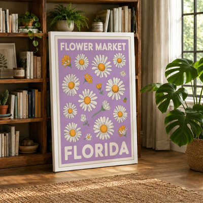 Flower Market Florida Vintage - Wrapped Canvas