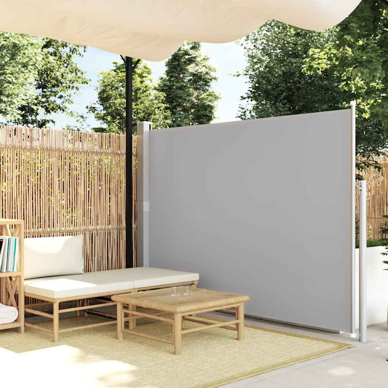 Paravent rétractable avec auvent pliant, H 63 po x l 196,85 po, Gris