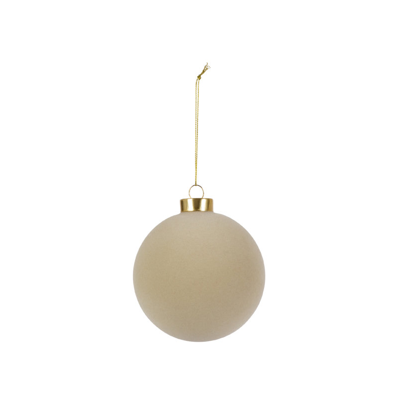 Sage Flocked Ornament, 4" _x000D_, Cream