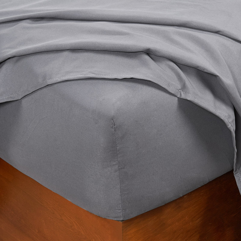 Lei Microfiber Floral Sheet Set, Silver Gray, Twin Sheet Set + Fitted Sheet + 1 Pillowcase