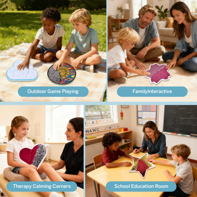 5 Pack Sequin Sensory Panels for Kids – 9.8'' Reversible Sequin Fabric Panels with Wooden Base, 5 Unique Shapes for Kids