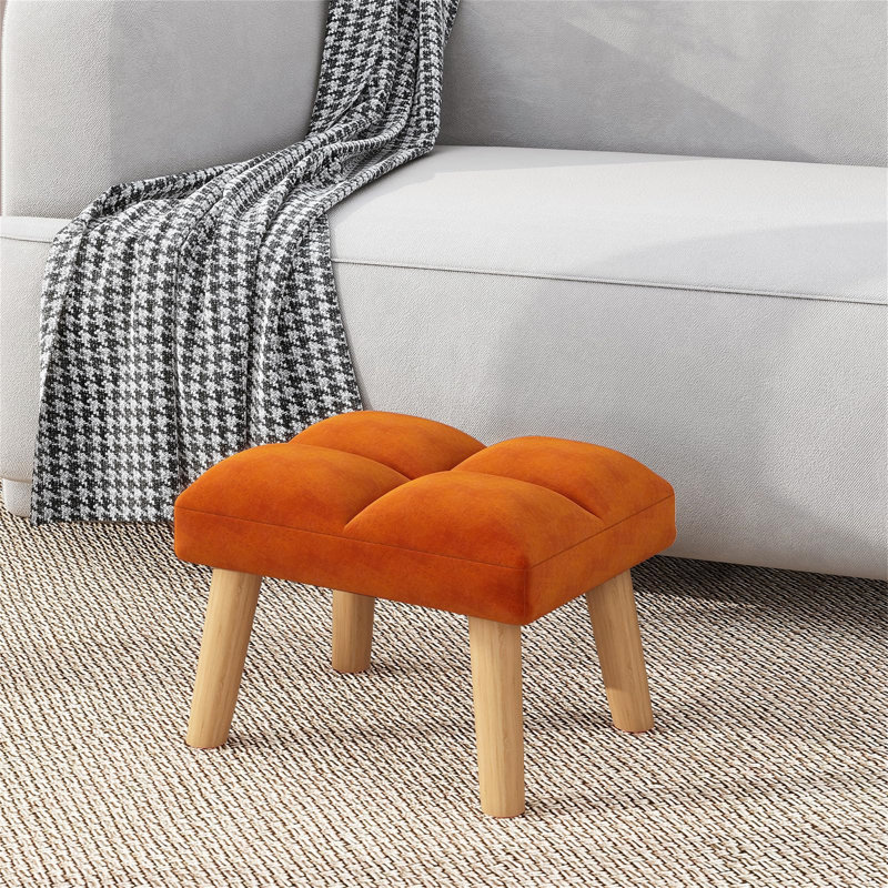 40cm Wide Solid Colour Footstool Ottoman, Red