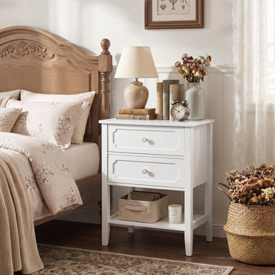 Solid Wood White Side Table