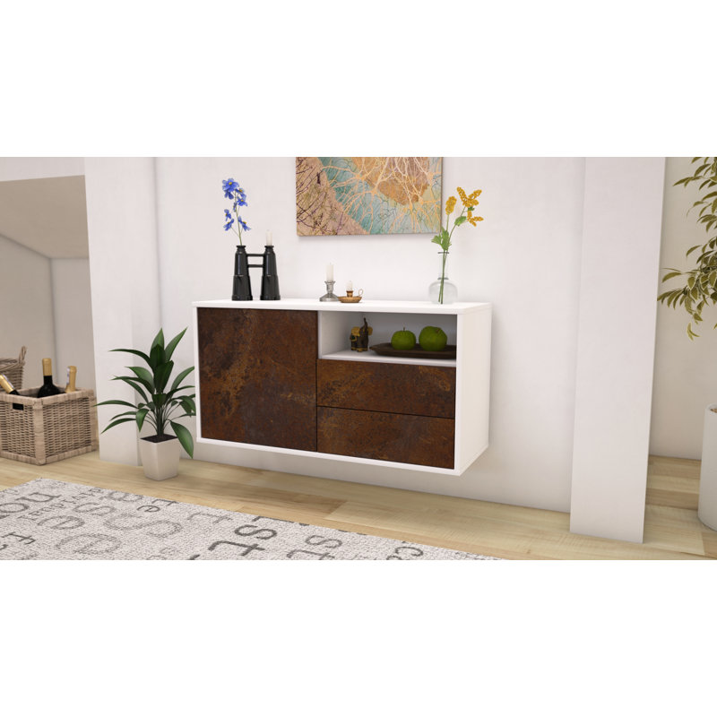 Garibaldi Unfinished Floating TV Stand, Dark Oak / Matte Grey