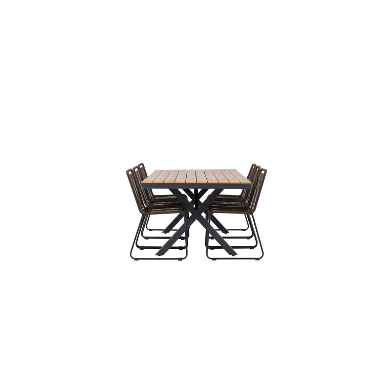 Ashtyn 6 - Person Patio Dining Set with Rectangular Table, Brown