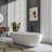 71 Inch Freestanding Solid Surface Soaking Bathtub For Bathroom