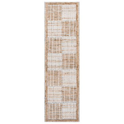 Briggett Abstract Hand Tufted Wool Cotton Geometric Rug in Sage/Taupe
