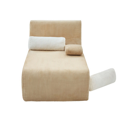 Chaise longue d'intérieur de 87 cm (34,2 pouces), canapé-lit en velours côtelé avec coussins décoratifs, fauteuil-lit pour salon ou chambre.