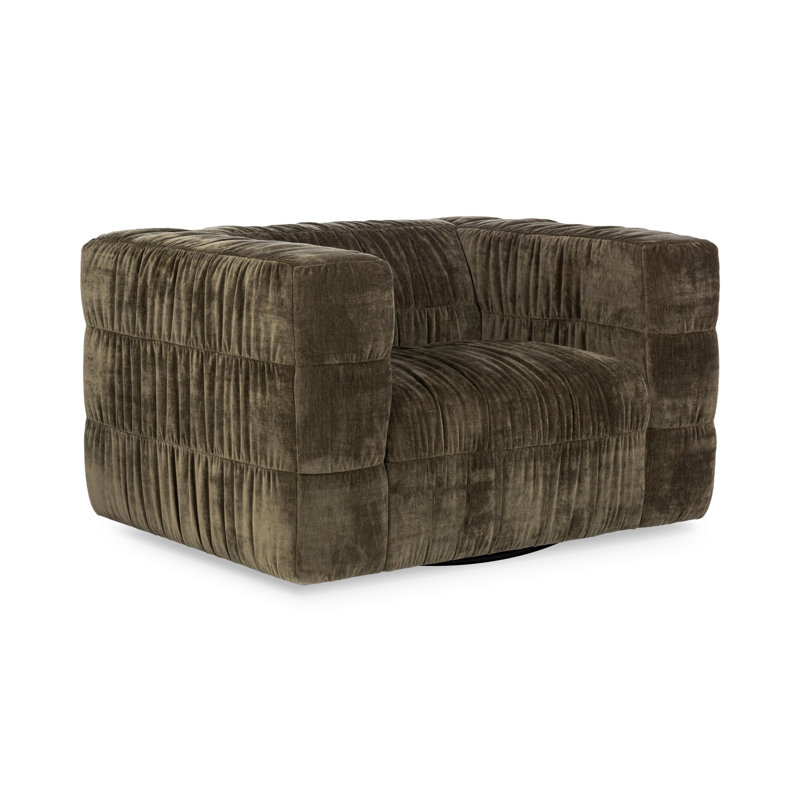 Fauteuil pivotant en tissu Afeela, Vert fougère