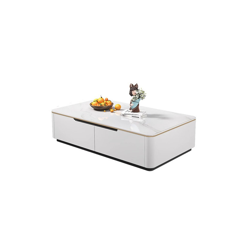 Modern Simple Rectangular Rock Slab Coffee Table, 14.96" H x 47.24" L x 23.62" W