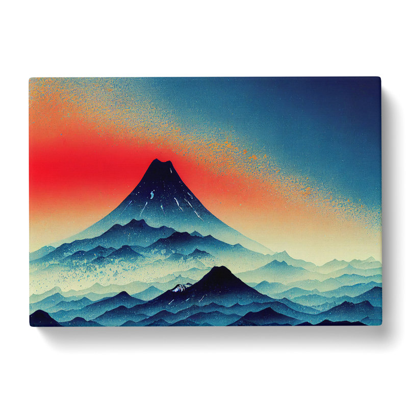 XXX-H1022-WF-8611X Sunset Japanese Mountain Painting Vol.3 - Wrapped Canvas Print, 35cm H x 50cm W x 3cm D