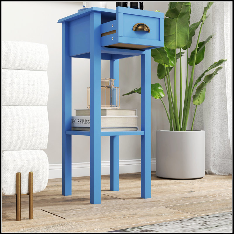 Table d'appoint à 2 niveaux avec tiroir et tablette, parfaite pour la vie organisée et la décoration élégante