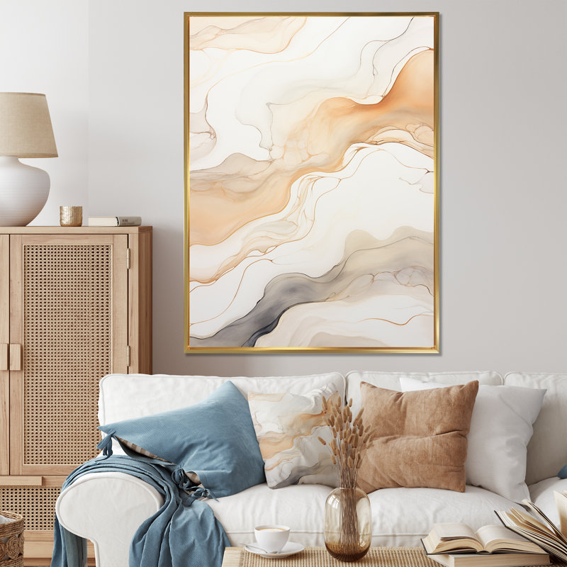 Minimalisme, rivières, élégance résonnante I sur toile, Cadre flottant doré, H 20 po x l 12 po x P 1 po