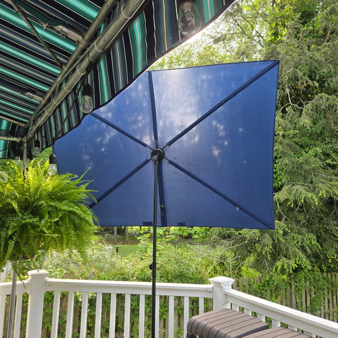 freeport park frances 15' rectangular patio umbrella 11-ft Octagonal Cantilever in Sunbrella Acryli Blue Wave Products Supported by a rust Flash Furniture 15 ft. Elizabeth