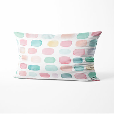 Geometric Shapes Accent Pillow - Pink Bubble Squares Printed Cushion