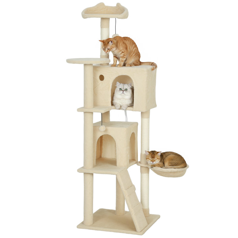 Cat Tree, 160cm H x 48cm W x 48cm D, Beige