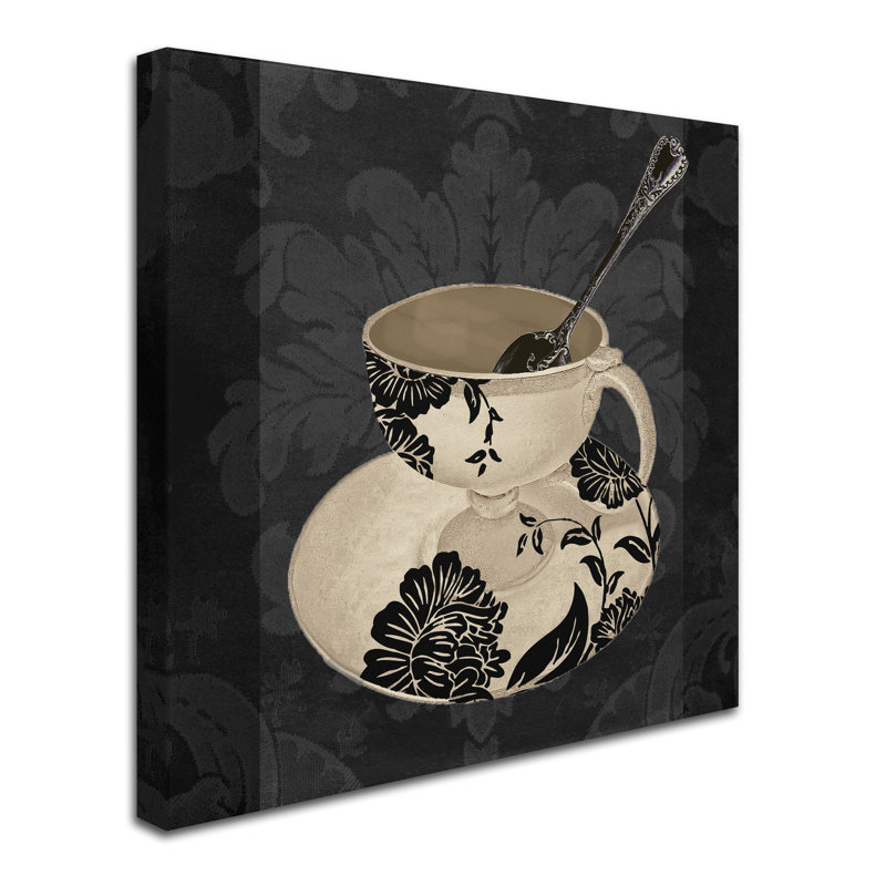 Vintage Cafe II Black and White Floral Canvas Art