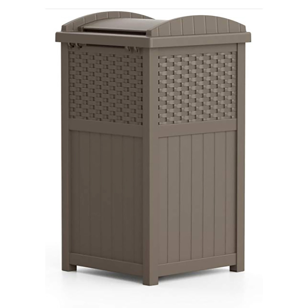 Suncast 33 Gallon Manual Lift Trash Hideaway Container Suncast 