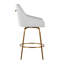 Tabouret de comptoir de 26 po à hauteur fixe avec pivot en similicuir blanc, avec pieds et repose-pieds en métal doré et poignée dorée - ensemble de 2