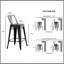 Tabouret de bar 24 po en métal de style rustique rustique avec dossier, tabouret de bar de cuisine, construction légère et robuste, ensemble de 4 - noir mat