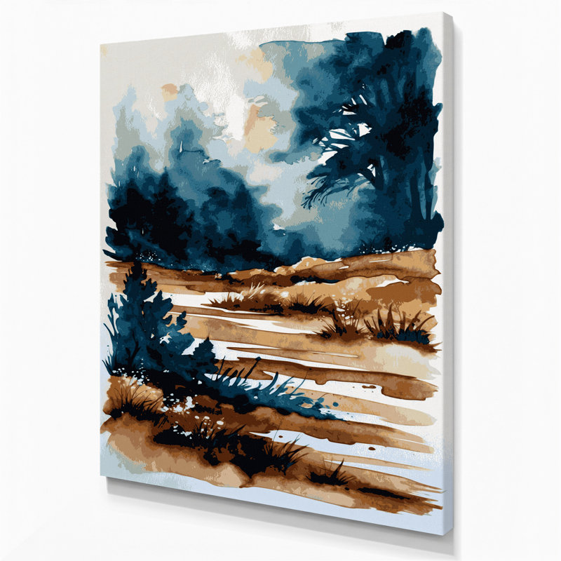 Aquarelle, paysage, 68, art mural sur toile verte, H 11 po x l 14 po