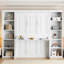 Lit double avec bureau et bibliothèque, blanc - Durable à long terme et économiseur d'espace