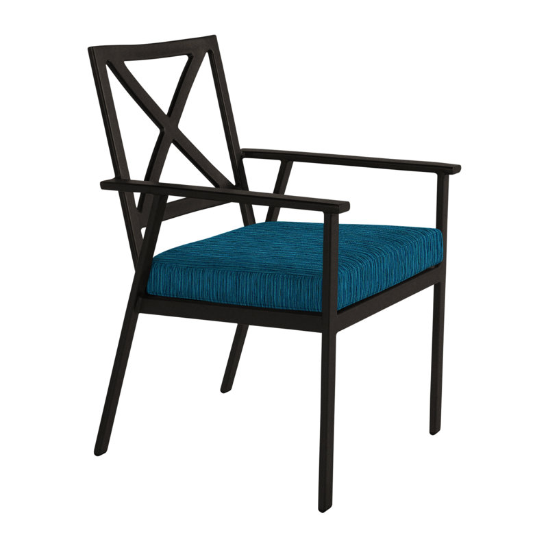 Marin Outdoor Dining Armchair, Carbon Black, Sash Denim