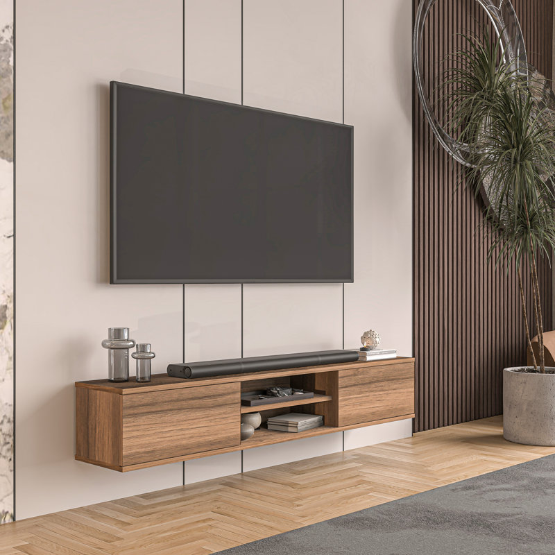 Doris Floating Tv Stand, Brown Wood