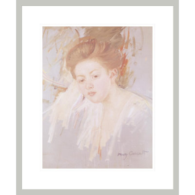 Head of a Young Girl (pastel on paper) by Mary Cassatt -Framed Giclee Print
