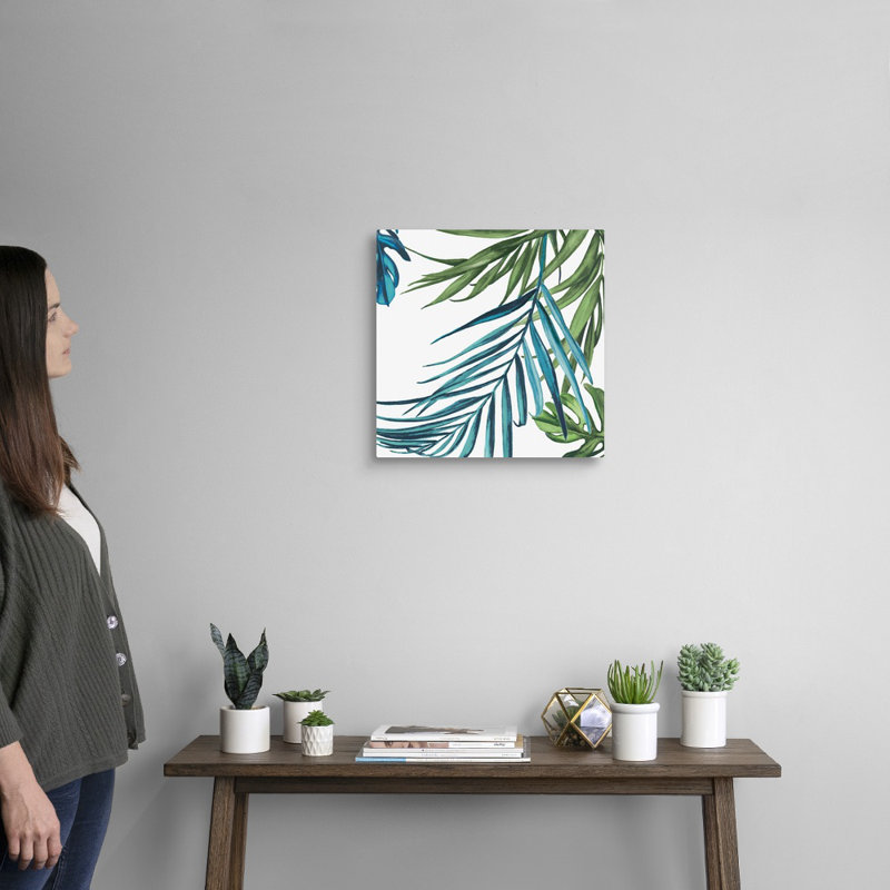 Reproduction d’art sur toile, "Palm Leaves III" par Eva watts, Toile tendue, H 16 po x l 16 po x P 1,25 po