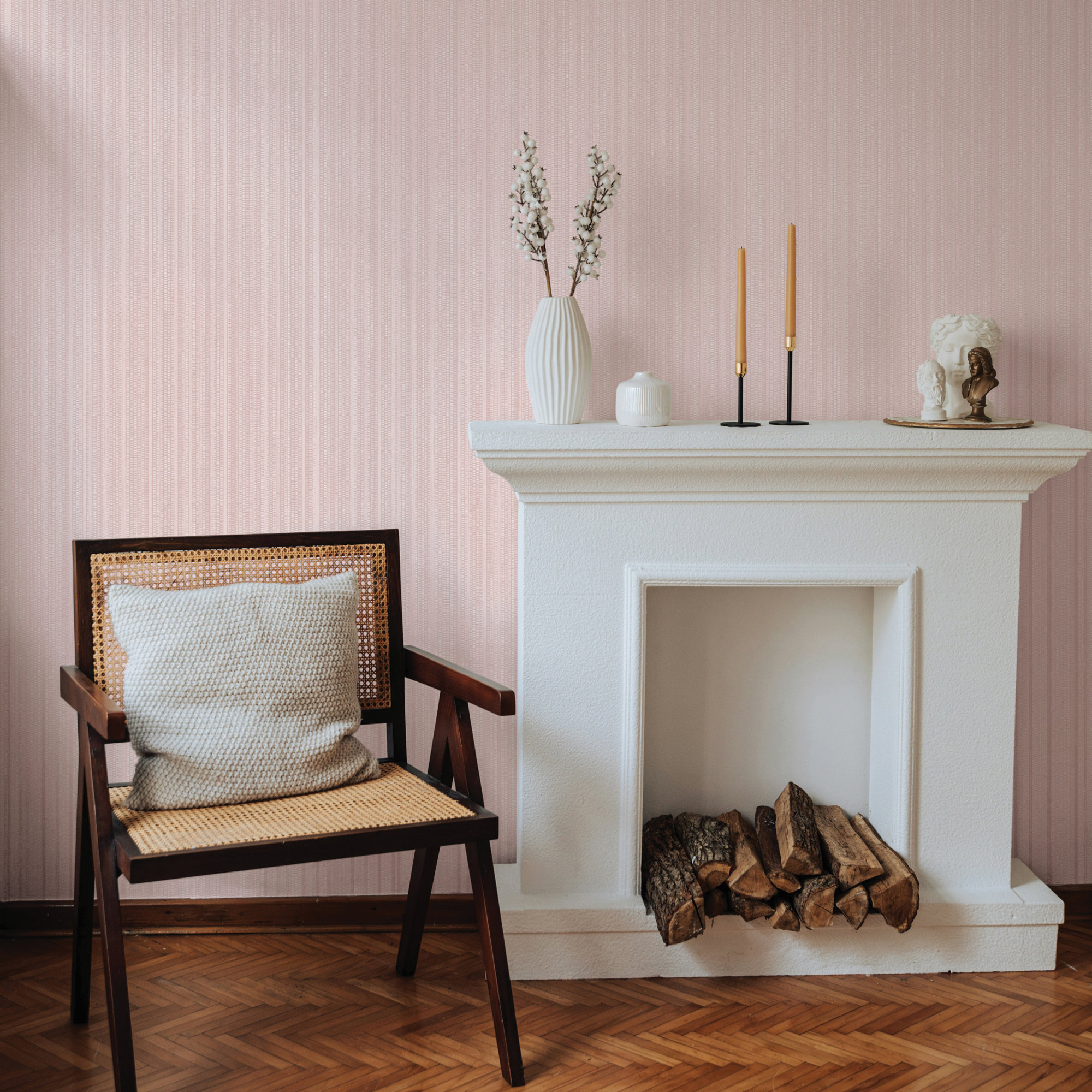 Faux Grasscloth Peel and Stick Wallpaper, 33" L x 20.5" W, Pink