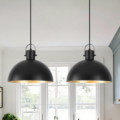 2- light 11.8 Inch Pendant Lights Kitchen Island, Dome Pendant Lights for Kitchen Island, Dining Room, Living Room