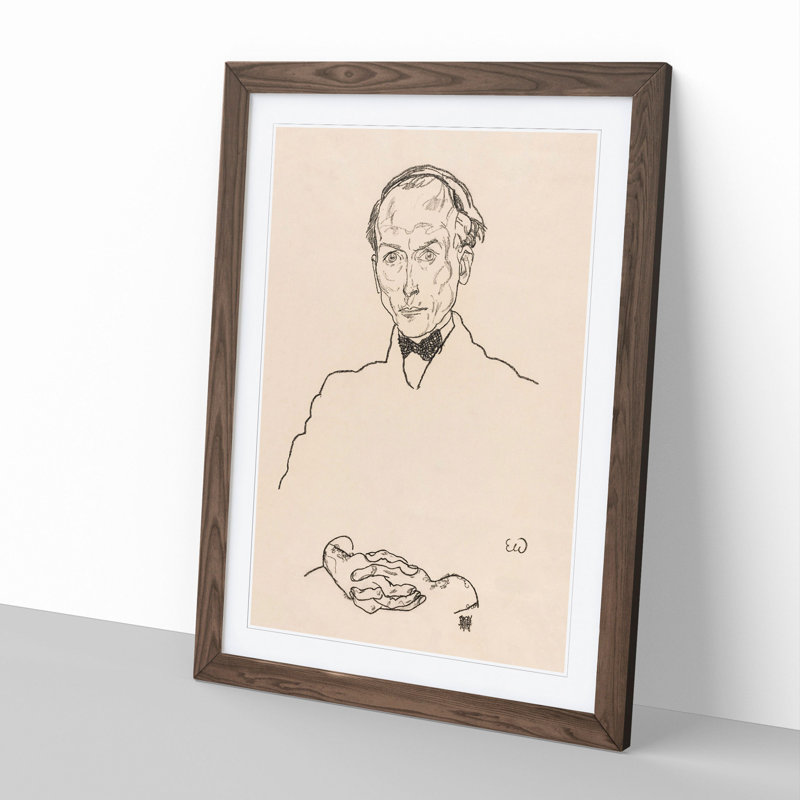 Dr. Ernst Wagner by Egon Schiele - Picture Frame Painting, Walnut Framed, 36cm H x 27cm W x 2cm D