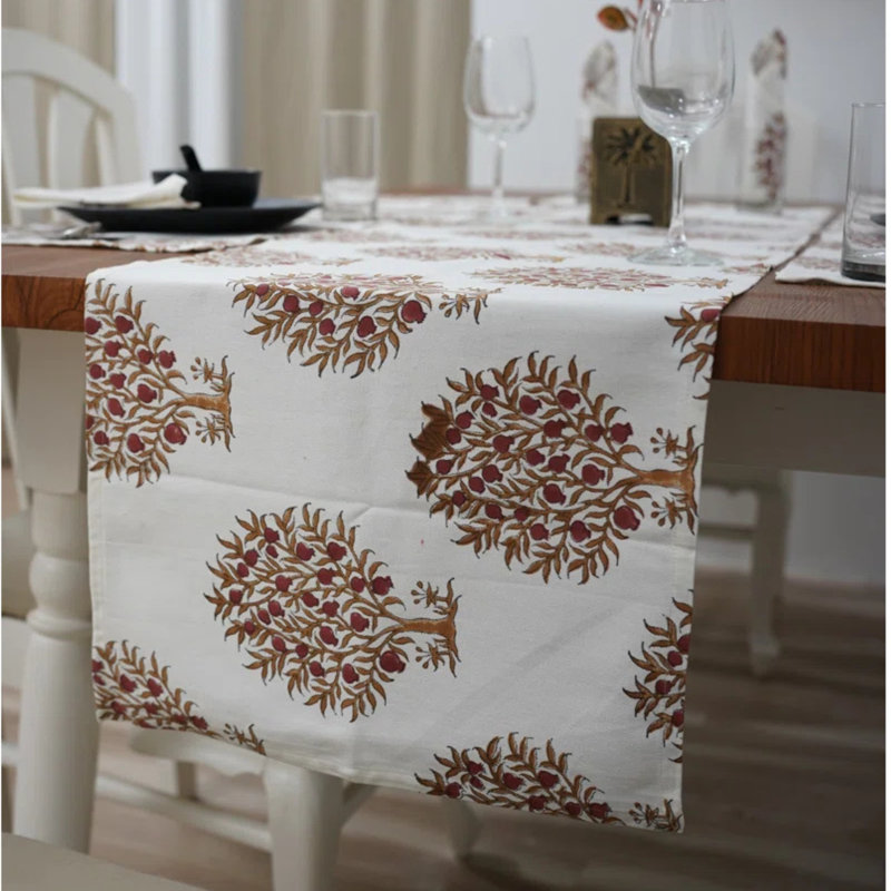 Chemin de table Red Barrel Studio® 16X90 Luxury, chemin de table décoratif, Anar, rouge, Rectangle 9 po