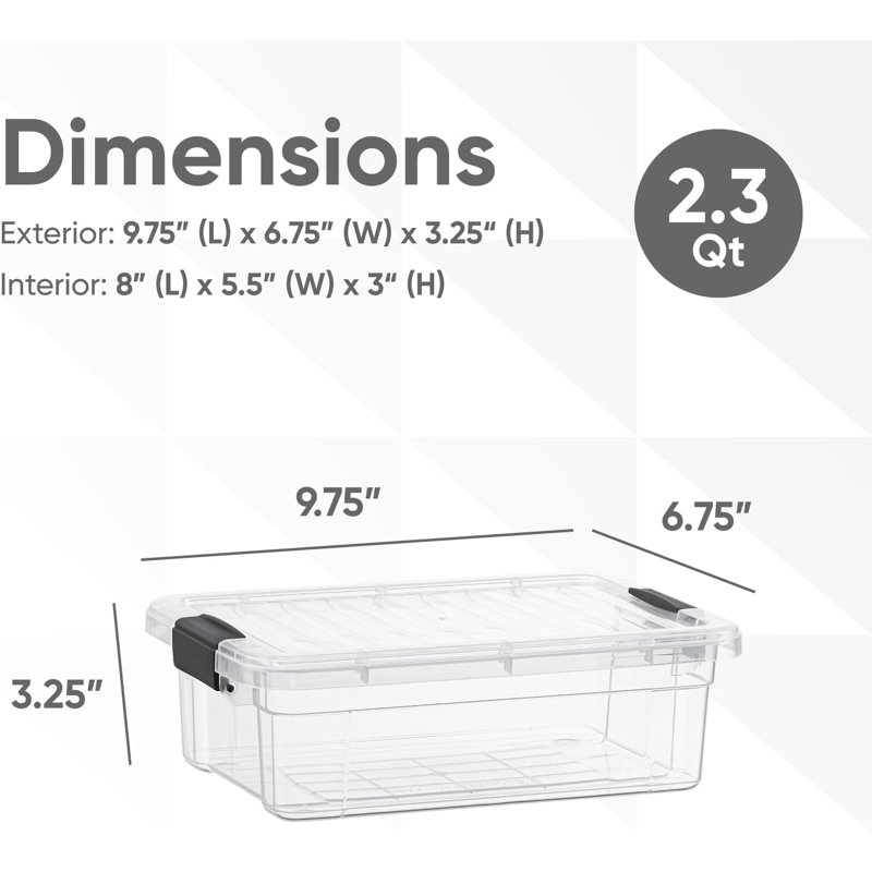 Superio 2,3 pte Mini bacs de rangement transparents avec couvercles, paquet de 5 - boîtes de rangement en plastique pour la maison