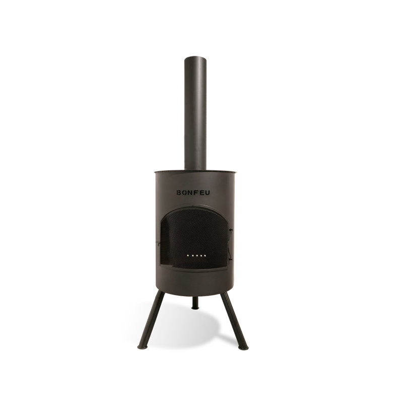 Triangle Steel Chimnea, 145cm H x 40cm W x 40cm D, Black
