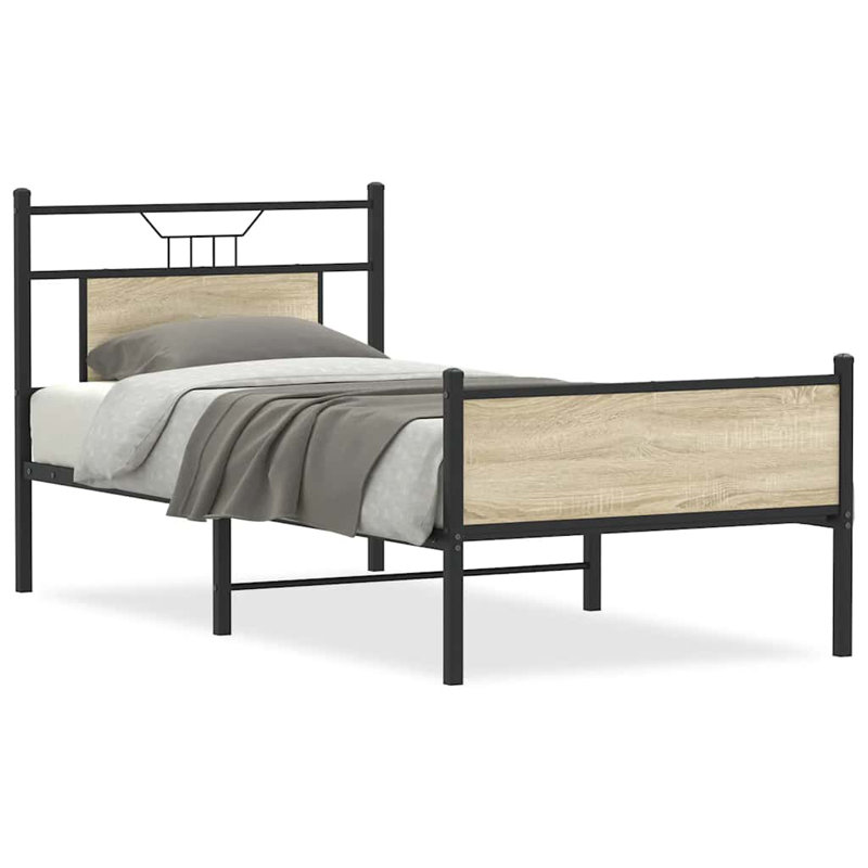 Bed Frame Without Mattress Engineered Wood, Sonoma Oak, Small Single (2'6)