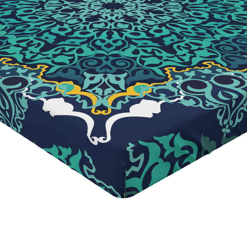Drap-housse Ambesonne, paquet de 2, Drap-housse de taille simple, Turquoise / bleu foncé oriental