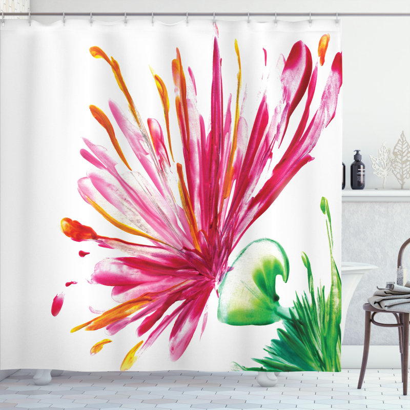 Rideau de douche simple oriental lily décoration, H 69 po x l 70 po