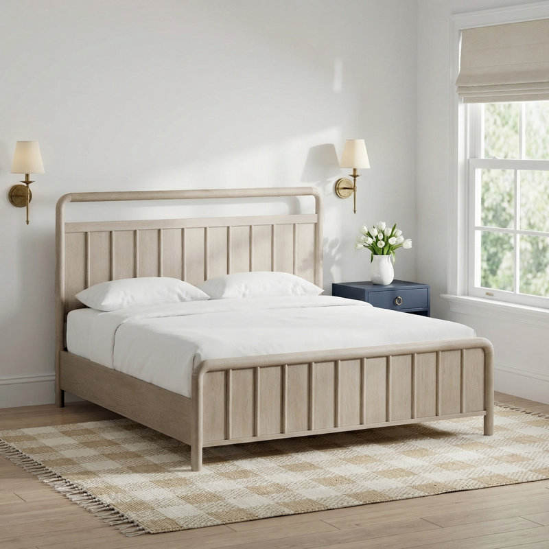 Honey Solid Wood Platform Bed, Queen
