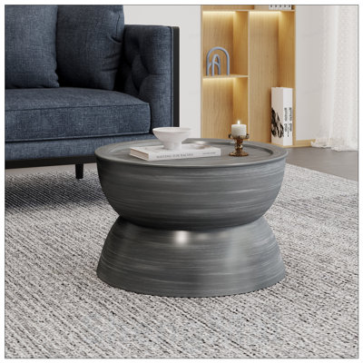 Stylish Metal Hammered Coffee Table with Hourglass Design, Perfect for Modern and Minimalist Interiors
