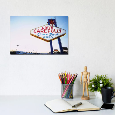Low Angle View Of A Signboard, Las Vegas, Nevada, USA - Wrapped Canvas Print