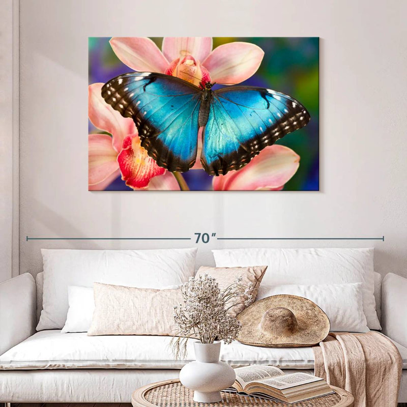 Brampt papillon sur orchidées, H 30 po x l 45 po