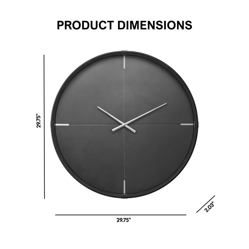 Thorin Round Black Contemporary Modern 30" Wall Clock