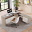 Home Office Extendable Desk With Storage Cabinet Adjustable To L-shape For Writing Dressing