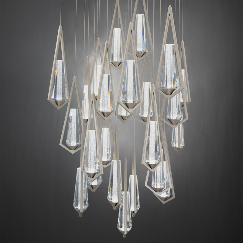 Devotion LED Pendant, 18" H x 28" W x 28" D, Satin Nickel, 25 Lights
