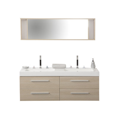 1400mm Wall Mounted Double Sink Vanity Unit