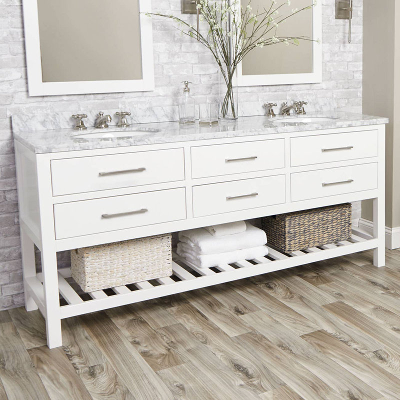 Base de meuble-lavabo double 71,25 po seulement, Blanc