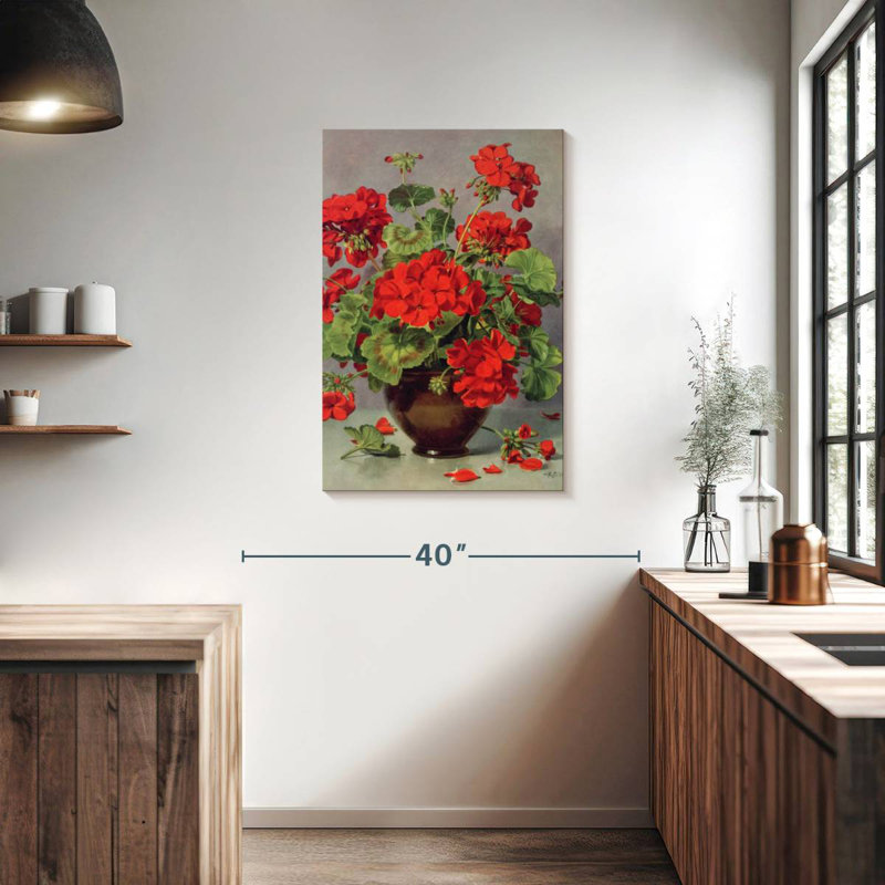 Harnek géranium dans un vase en faïence, H 36 po x l 24 po